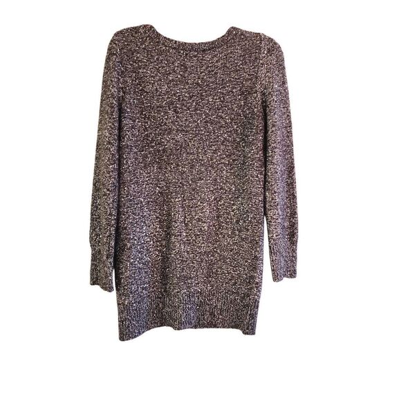 White House Black Market silver and black sequin sparkle tunic v Neck sweater - Picture 2 of 7